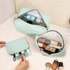 Fashionable PU Leather Cosmetic Bag Zipper Closure Custom Logo Large Corduroy Stylish Portable Makeup Storage for Travel