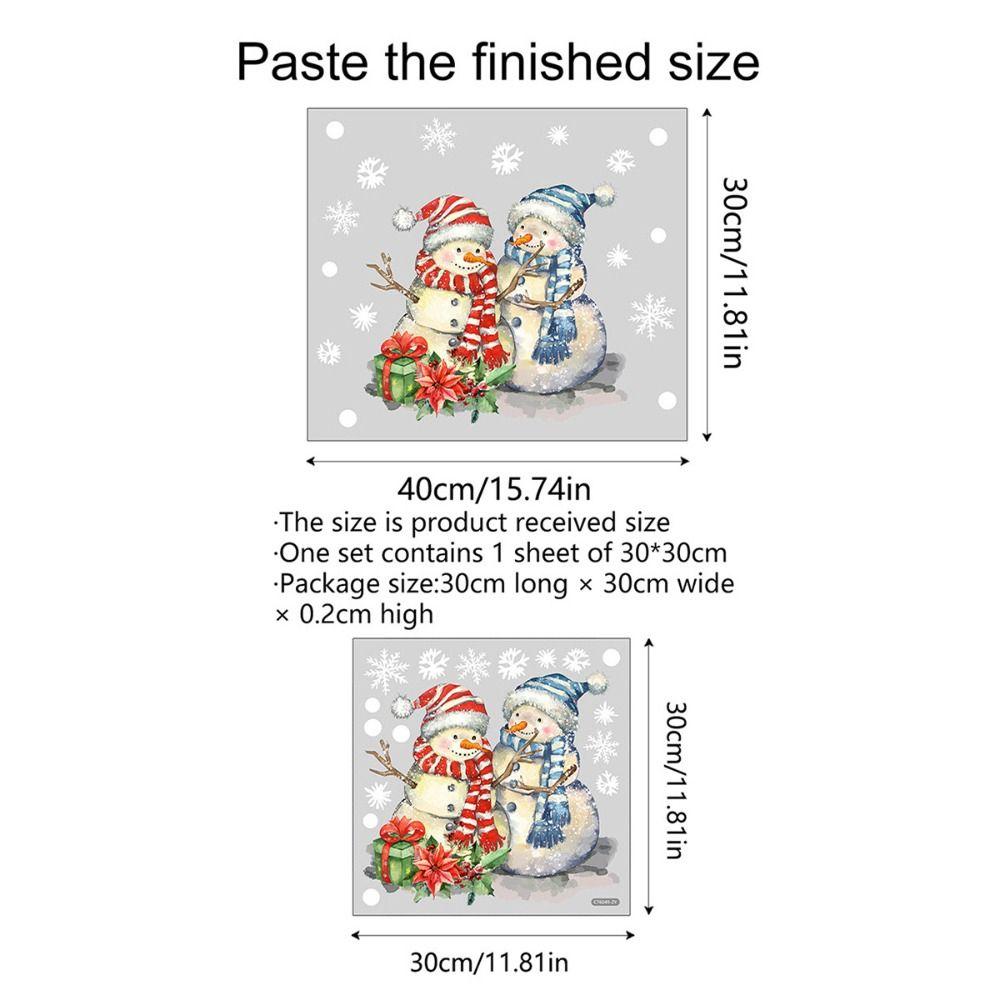 Cartoon Snowman Shopwindow Decals Snowflake Gift Box Xmas Static Sticker  Christmas