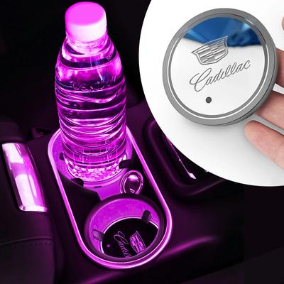 Car USB Charging Luminescent Cup Pad Interior Atmosphere Lamp For Logo Escalade CTS ATS SRX XTS XT5 STS CT5 CT6 BLS XLR