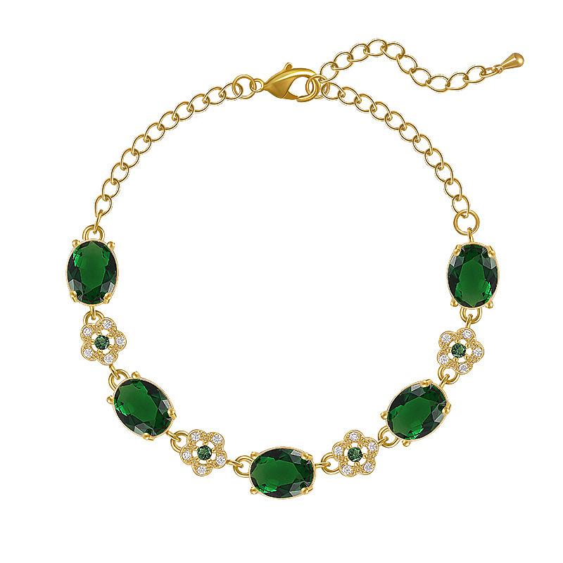 Galvanisierter Smaragd-Kristall-Armband - Raffiniert und Individualistisch Zirkonia, Exquisit im Stil, Hochwertiger Handschmuck