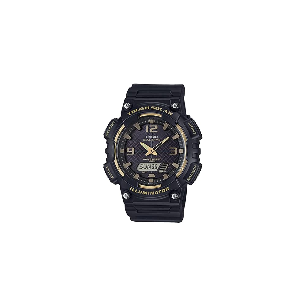 Casio Tough Solar Analog-Digital Quartz Watch AQ-S810 Series Men s Black Gold