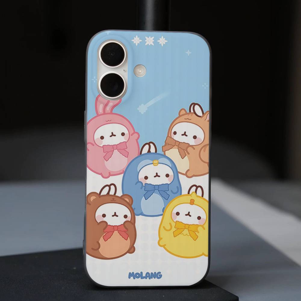 Cartoon Cute M-Molang For IPhone 17 16 15 11 12 13 14 Pro Max Plus Pro Corrugated Translucent Back Phone Cover