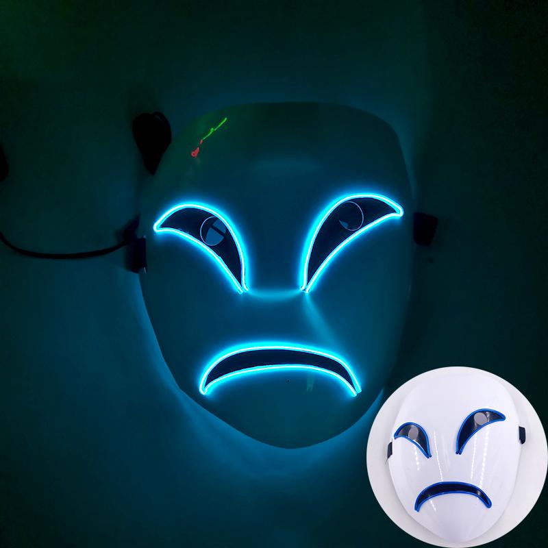 Maschere Facciali LED Sorridenti Luminose per Feste Rave Costume di Halloween Cosplay Maschere Luminose Horror Oggetti di Scena per Case Infestate