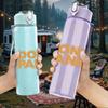 1PC Don't panic orange solid text print 750ml colorful plastic sports water bottle leakproof pop up lid with straw for outdoor work home use