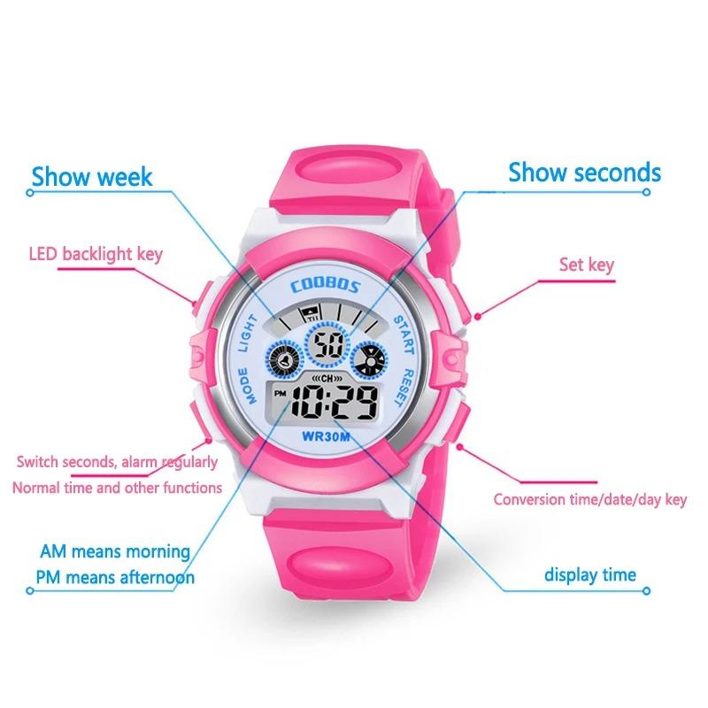 CE17 Kids Sport Digital Watch Electronic Wristwatch for a Girl Boy Children Luminous Child Boys Girls Baby Gift Waterproof