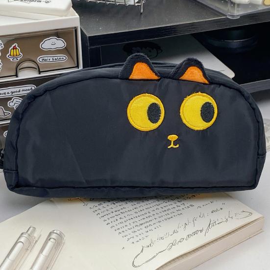 Pencil Case Cartoon Pen Pouch 3D Embroidered Cat Capybara Pen Holder Large Capacity School Stationery Organizer for Kids Teens Students