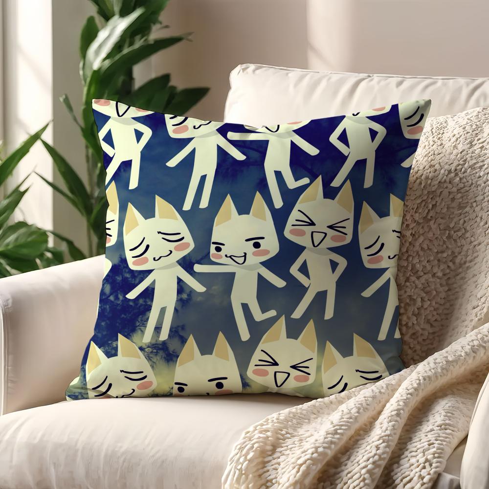 Cartoon Toro Inoue Cute cat cushion cover Pillow Case Pillowcase Soft Skin Friendly & Comfortable with a Hidden Zipper