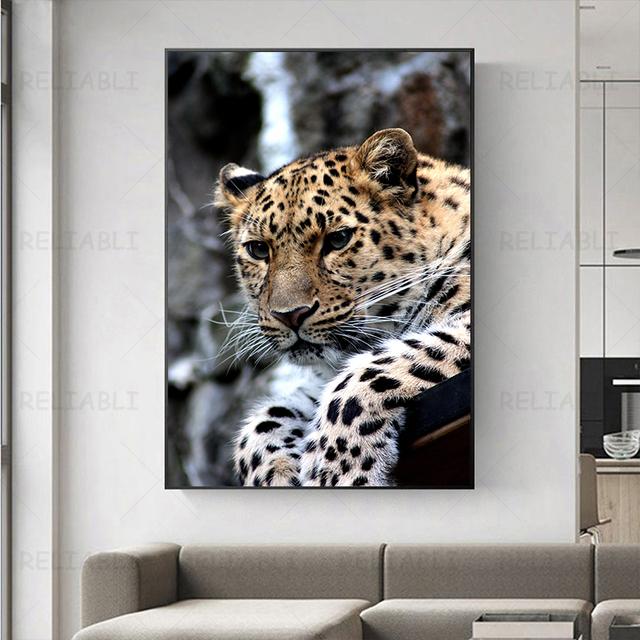 Leopard Pictures Big Cat Posters and Pirnts Animal Canvas Painting Wildlife Wall Art for Living Room Decor Home Decoration