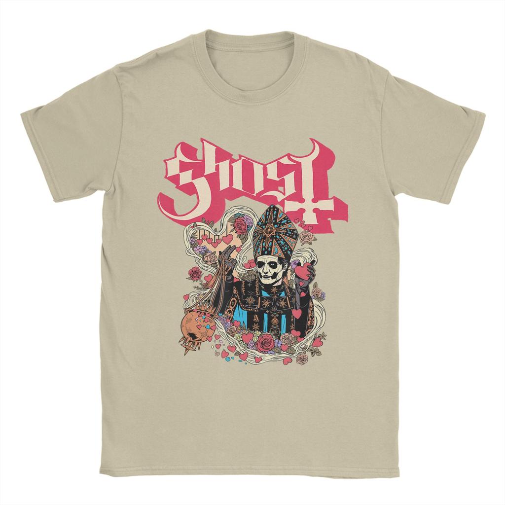 Ghost Band Valentines Day Flower Heart Skull T Shirt Summer Cotton TShirts For Man Hipster Tee Shirt ShortSleeve Vintage Tees