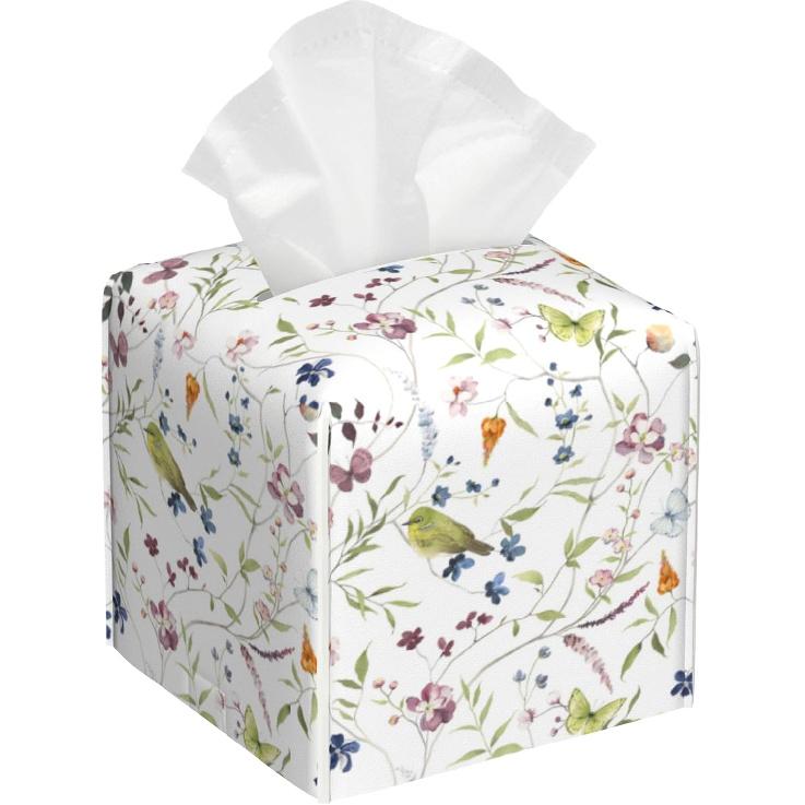 Vintage William Morris Floral Tissue Box Cover,Waterproof Leather Tissue Cube Box Holder Square Facial Paper Organizer Dispenser for Bathroom Home Color13