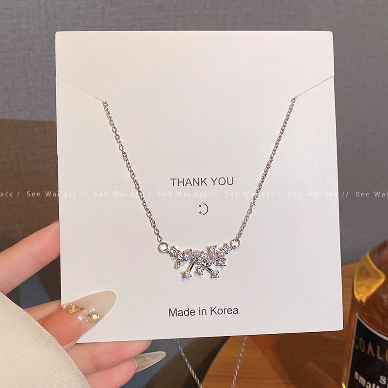 Zircon Pearl Titanium Steel Necklace Femininity Clavicle Chain Wholesale