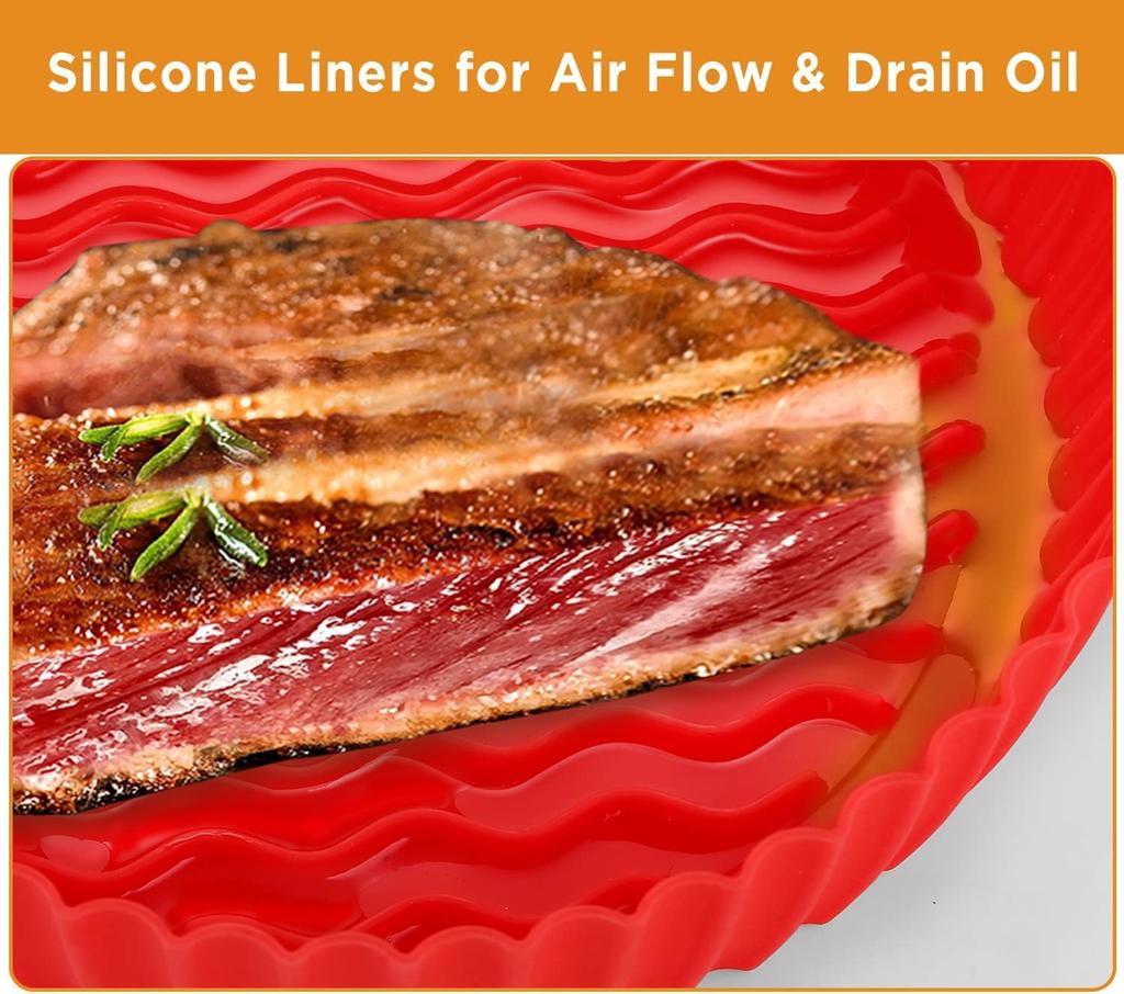 Air Fryer Silicone Baking Tray High-Temperature Resistant Foldable Baking For Pizza Chicken Wings French Fries Kitchen Accessory