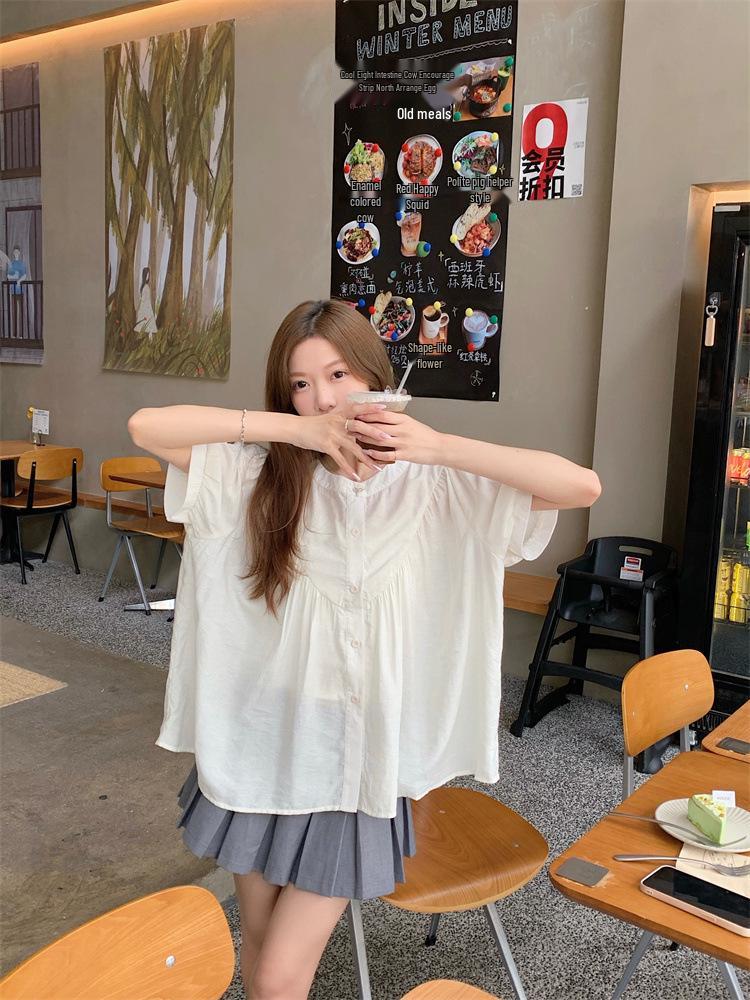 Women's Trendy White Puff Sleeve Lace Collar Casual Summer Top