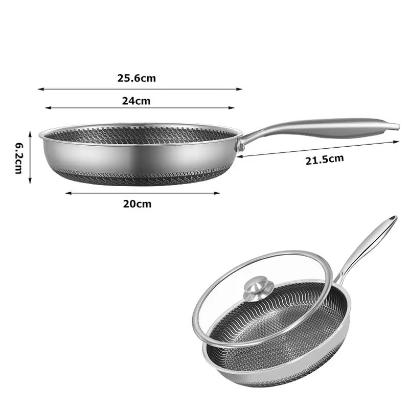 

Nonstick Frying Pan Skillet 316 Stainless Steel Frying Pan WIth Lid Non-toxic Chef s Pan Skillets Compatible with All Cooktops