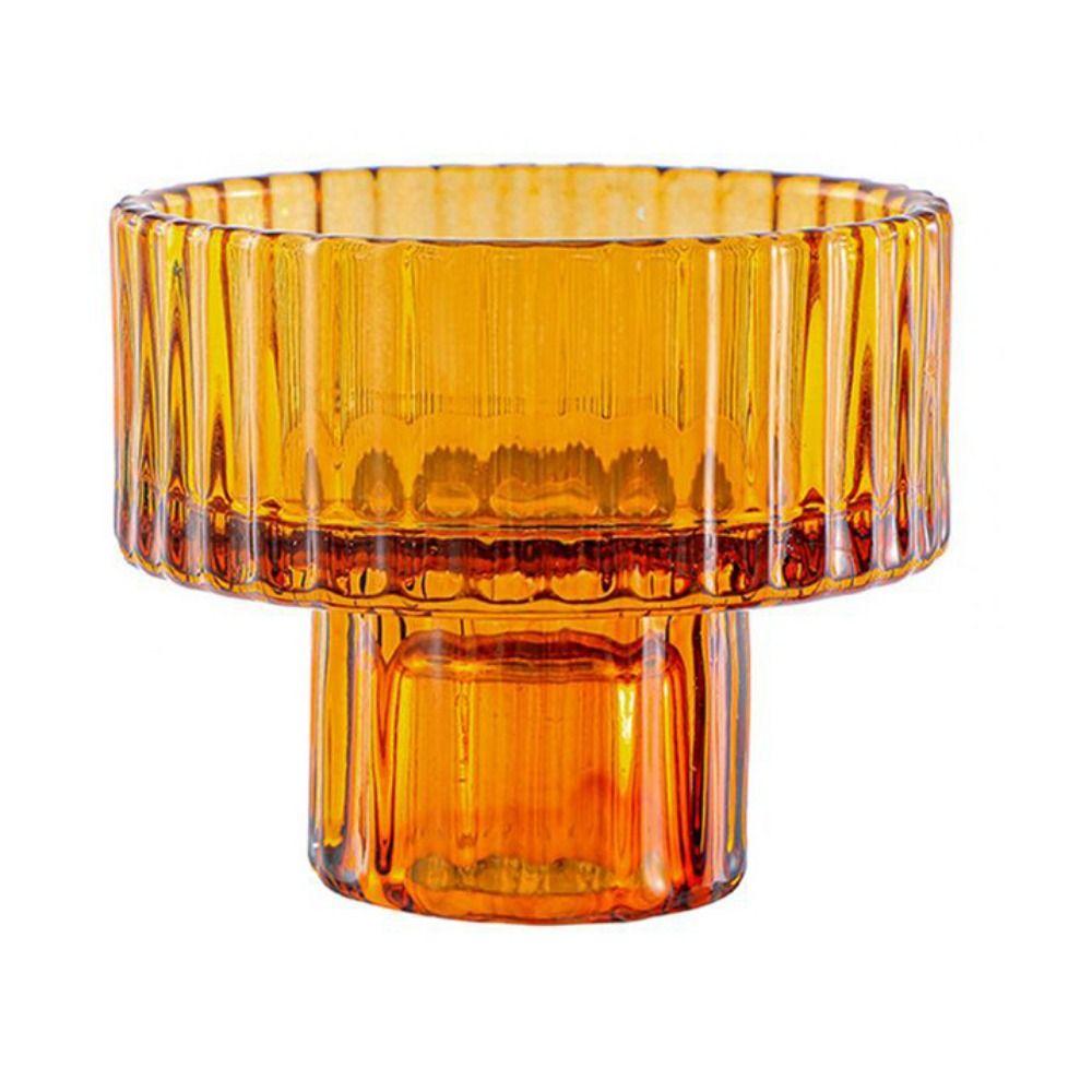 Clear Double Head Candle Holder Vertical Pattern Glass Candle Holder  Home Decoration