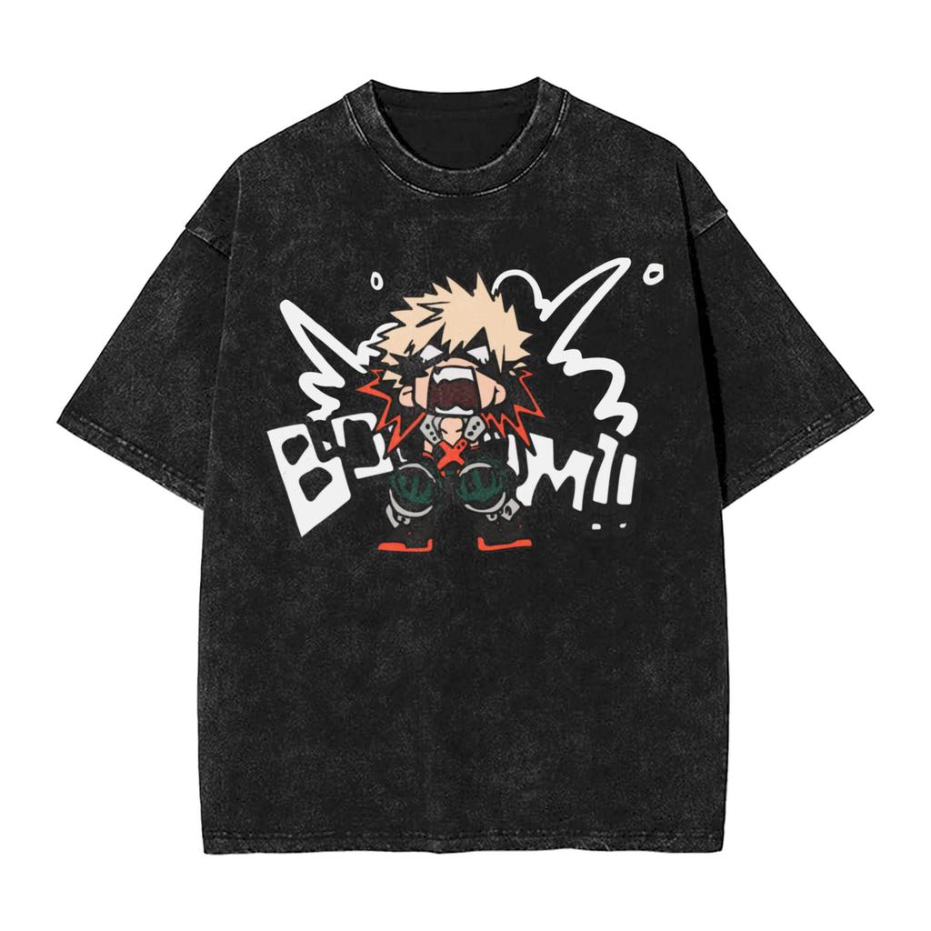 My Hero Academia Aizawa Shouta Anime Design Washed T Shirts Hip Hop Vintage T-Shirt Boku Tees Tops 100% Cotton Harajuku Unisex