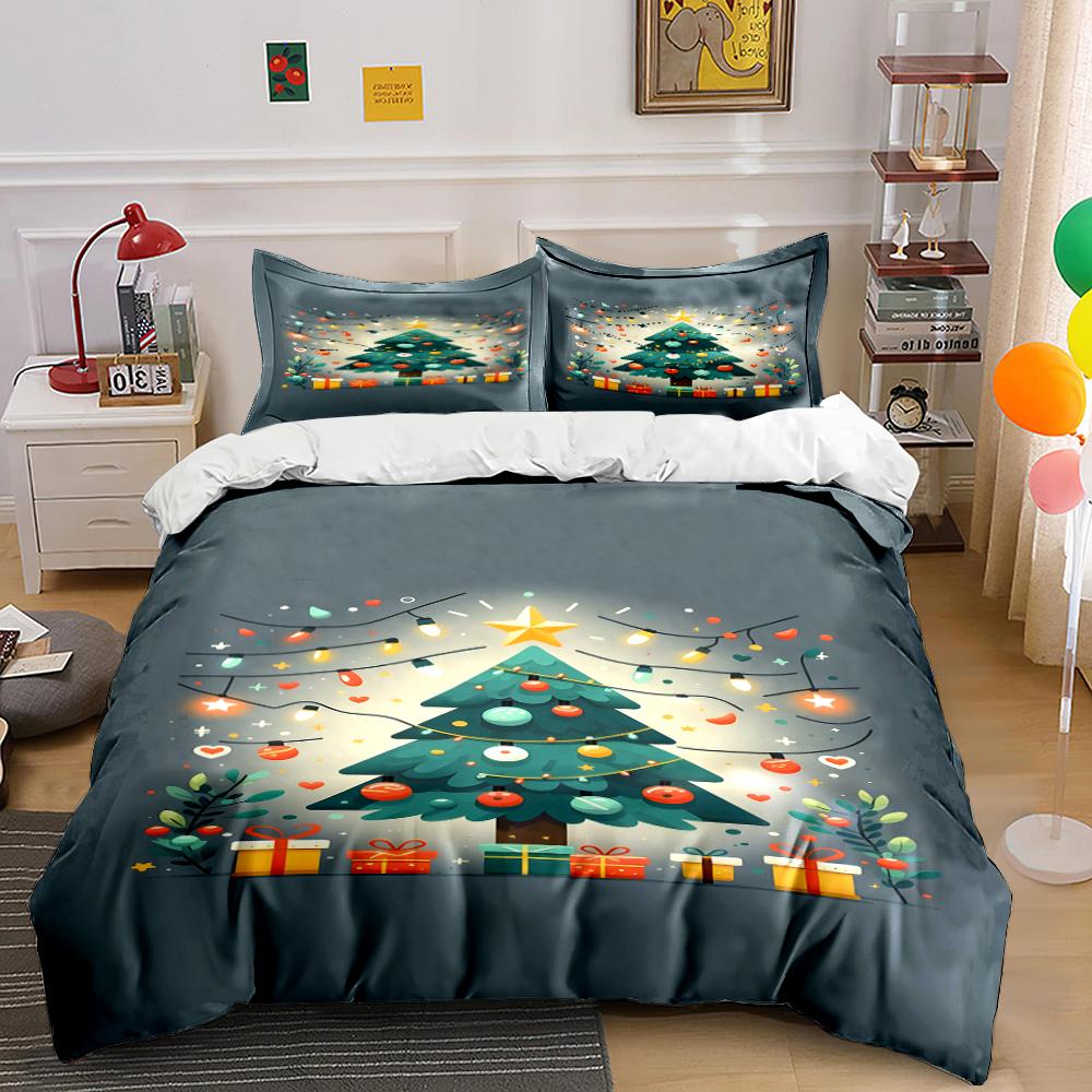 Christmas Tree Bedding Set with Lights Bedding Set (1 Duvet Cover, 2 Pillowcases, Duvet Not Included)