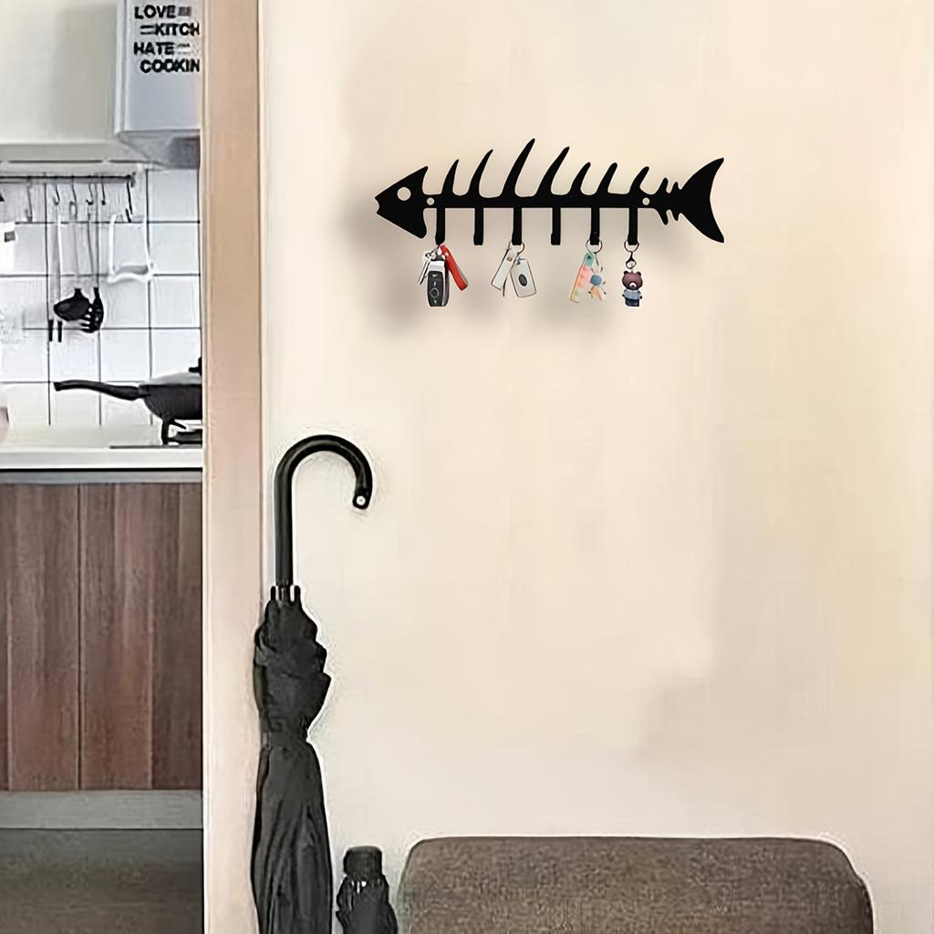 [Einzigartiger Metallhaken] Einzigartige Fischgräten-Kunstwerke Metall-Wandhaken | Pulverbeschichtet Einfache Montage Schlüsselaufbewahrung und Dekorativer Wandmontage-Organizer