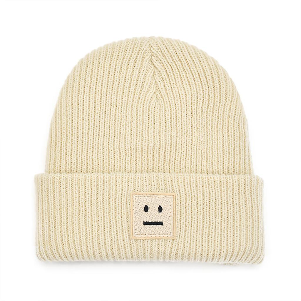 Men's And Women's  And Winter College  Windproof And Warm Expression Embroidered Knitted Hat