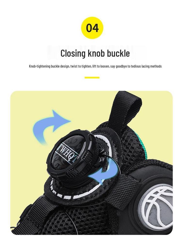 2025 Boys' Autumn Sports Shoes: Non-slip, Wear-resistant Rotary Buckle Running and Basketball Shoes
