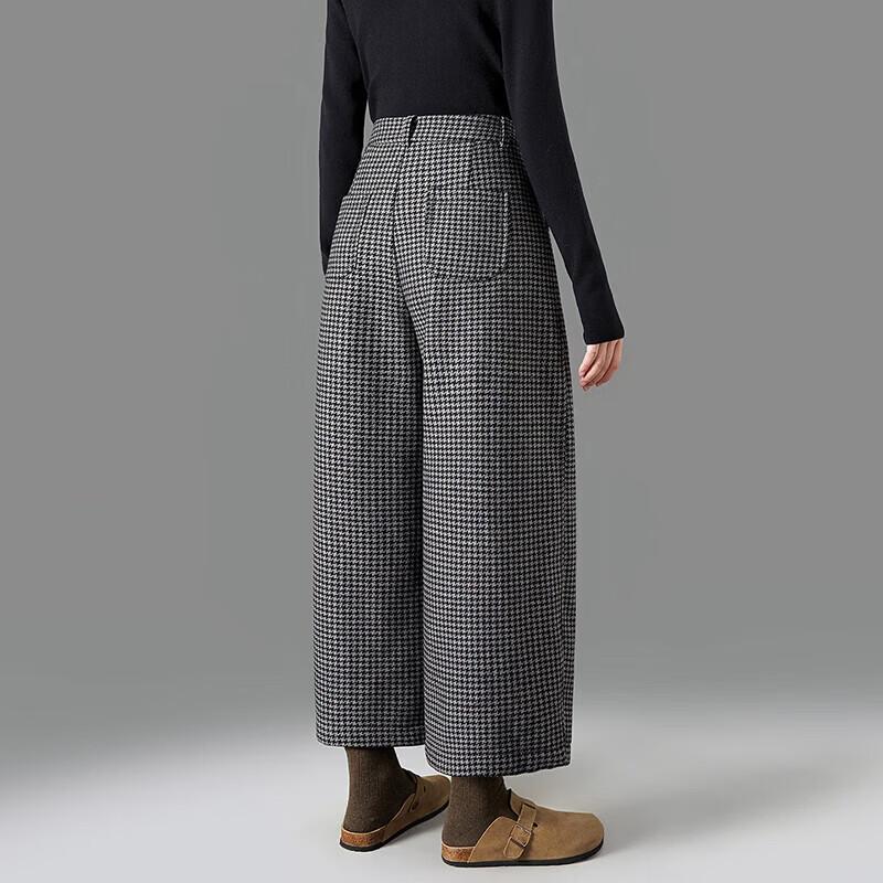 Women's Merino Wool Blend Houndstooth Cropped Pants