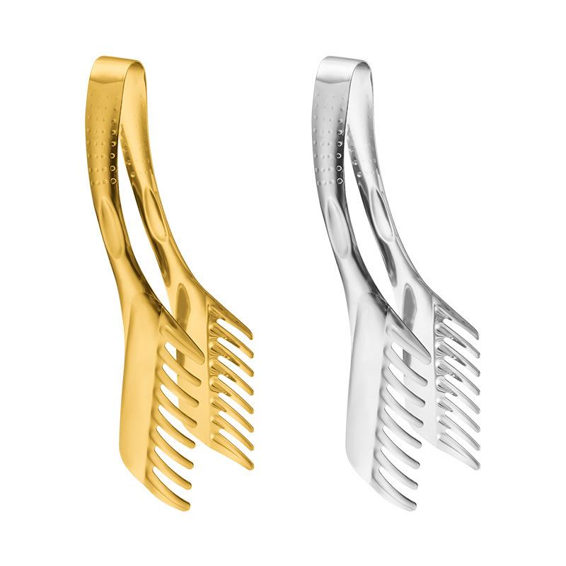 Thickened Stainless Steel Food BBQ Tongs Kitchen Steak Bread  Clamp Cake Meat Grilling Clip Serving Home Cooking Utensils