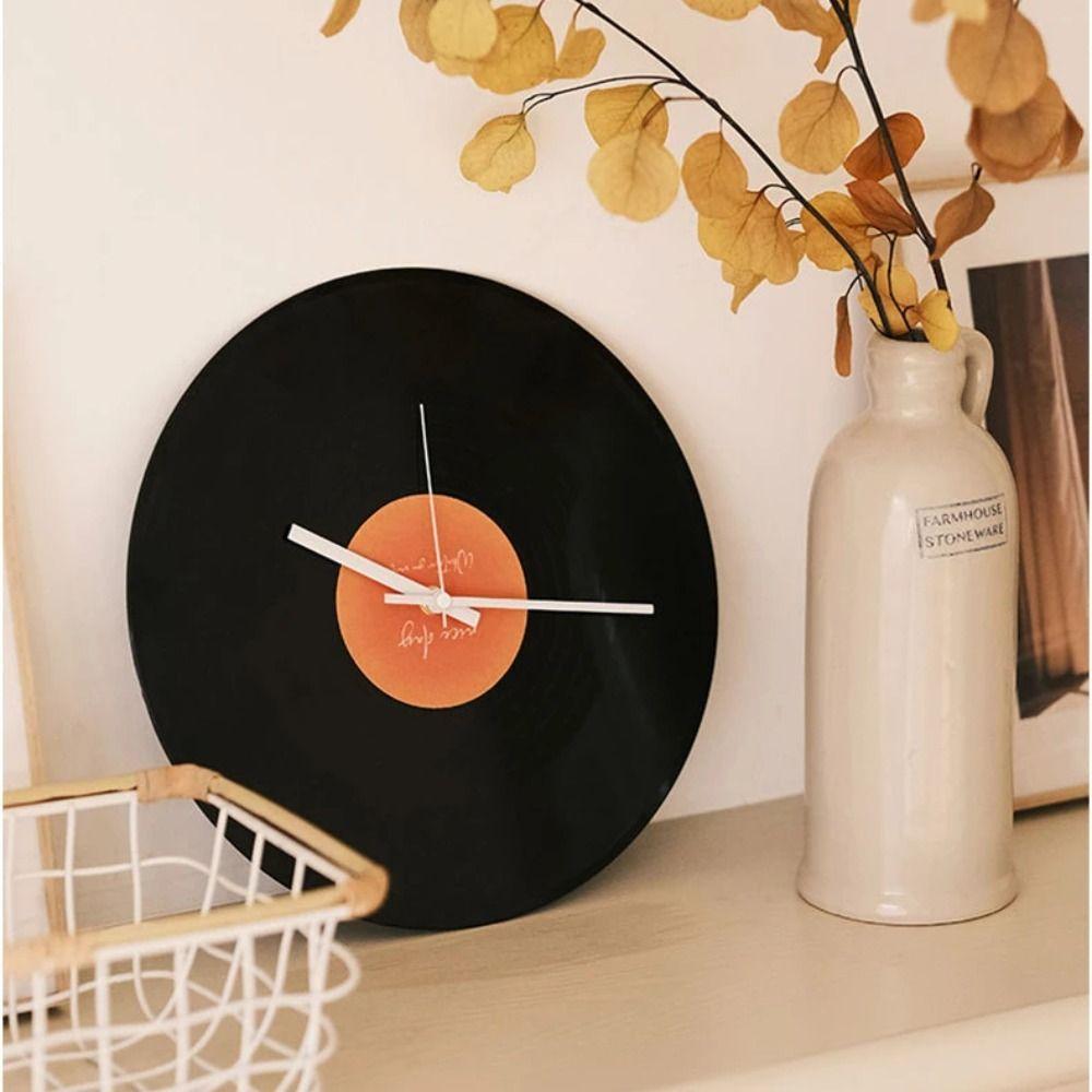 Sunset Vinyl Record Wall Clock High-end Ornament Minimalist Retro Vinyl Record Clock Silent Mechanism Decorative Wall Clock