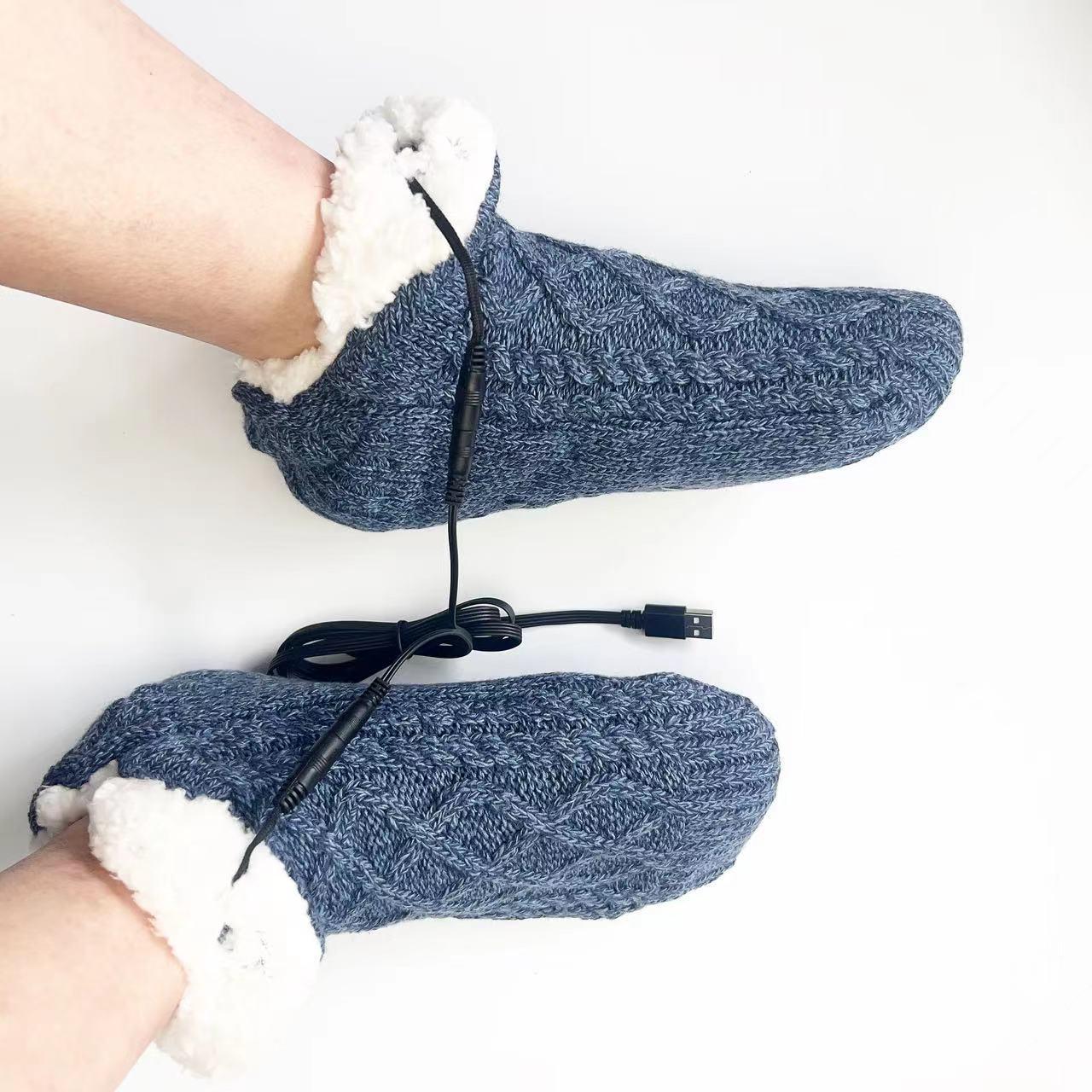 

USB Electric Heated Foot Warmer Socks - Winter Home Foot Protection & Heating One Size (24-28 cm)
