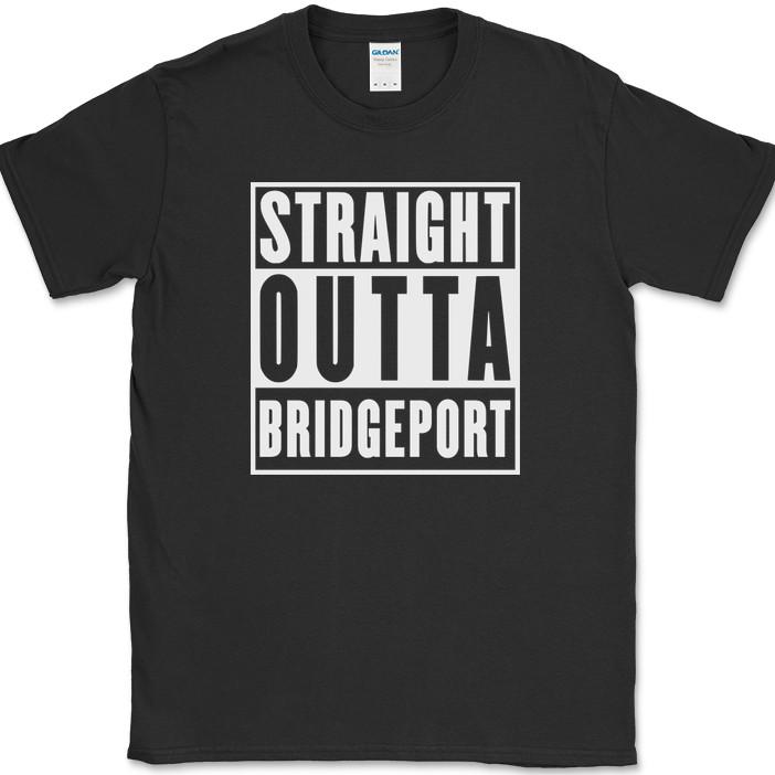 Футболка Straight Outta Bridgeport CT City Movie Забавная Юмористическая Футболка с Текстом Штата XXL