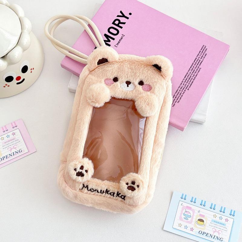 Cartoon Animal Plush Storage Bags for 13cm Cute Doll Display Plastic Protector Case Zipper Cosmetic Bag for Women Traveling Bags