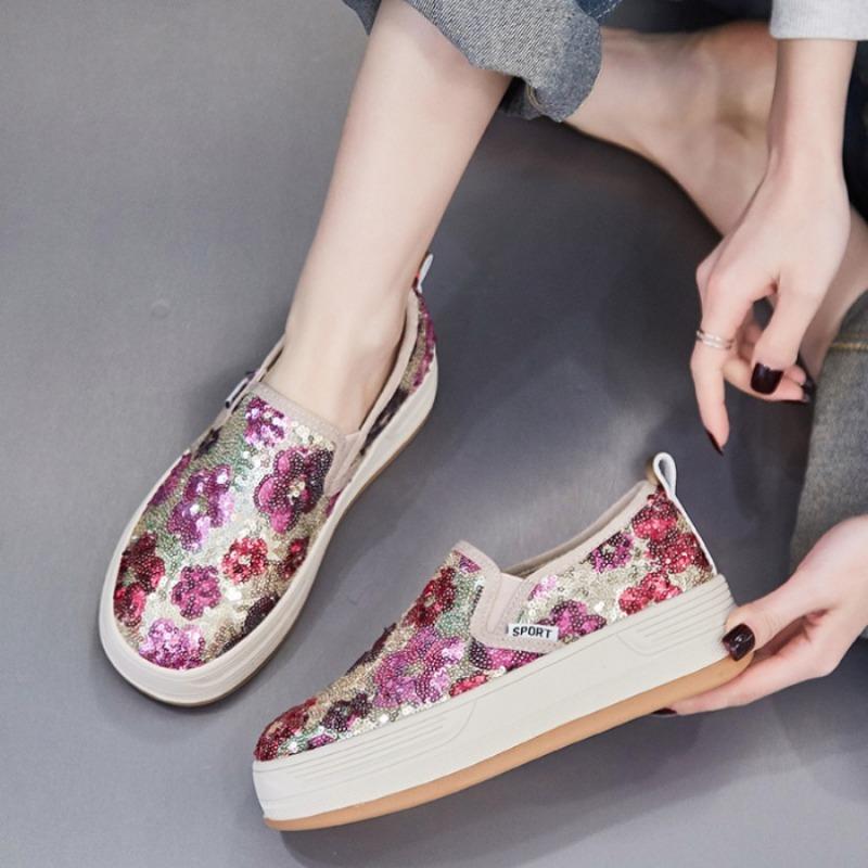 Fujin 4cm Synthetic Platform Wedge Summer Autumn Fashion Mesh Chunky Sneaker Flats Bling Leather Comfy High Brand Casual Shoes