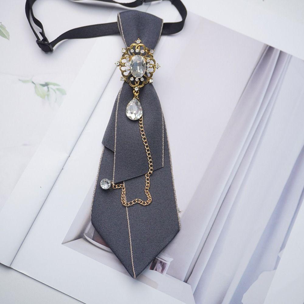 Choker Bow Tie Geometric Pre-tied Tie Y2K Zinc Zinc Alloy Rhinestone Necktie  Uniform Decoration