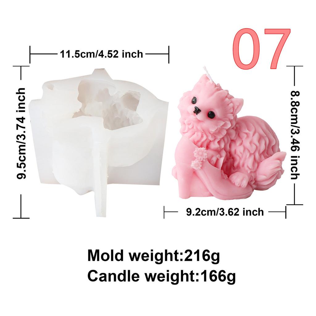 3D Cartoon Animal Dogs Bears Silicone Candle Mold Pet Teddy Puppy Mould Dog Scented Handmade Craft Resin Plaster Mould