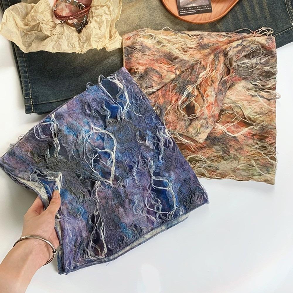 Y2K Wasteland Style Hair Scarf Hip Hop Distressed Ripped Tube Top Tie-dye Hair Band  Spicy Girls