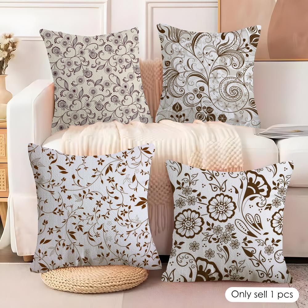 Luxury Khaki Pattern Cushion Cover Soft Plush Fabric DoubleSided Printed Cushion Covers for All Seasons Modern HomeDecor Gift