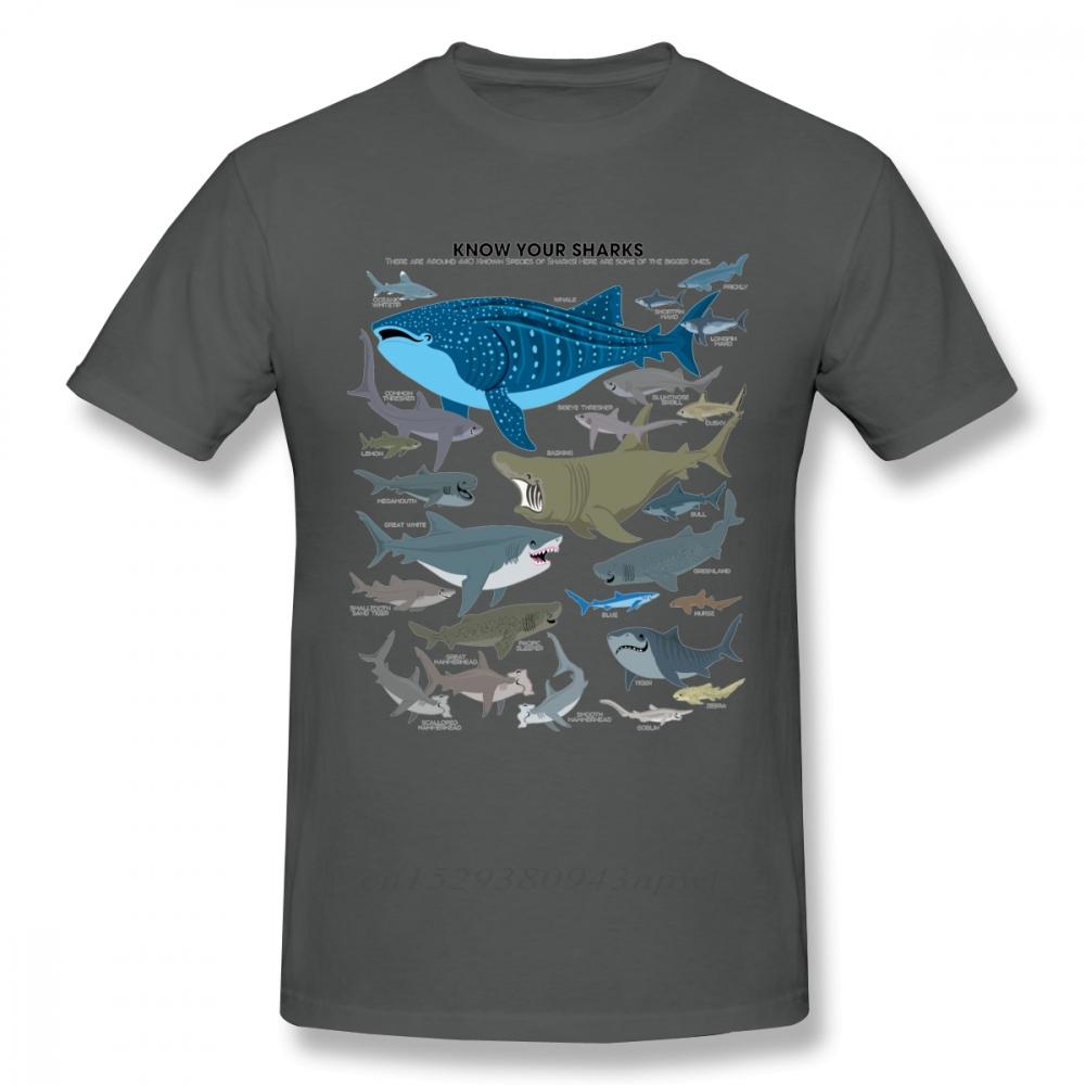 Marine Organisms Sharks T Shirt For Man Vintage Style Short Sleeve Organic Cotton Big Size Camiseta Tee Shirt