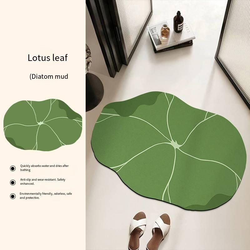 Tappetino da Bagno Assorbente con Foglie Verdi, Resistente allo Sporco, Fresco e Antiscivolo, Decorazione per la Casa