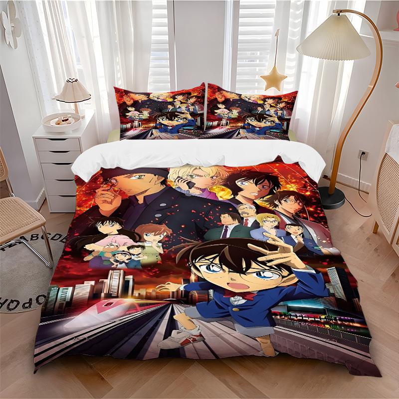 

3pc Detective Conan Bedding Set Guest Room Bedroom Decor Christmas Halloween Decor Birthday and Holiday Gifts- All Seasons 3pcs Quilt 062 135x200cm