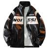 Racing Suit Embroidered Leather Jacket Men's Standing Collar Motorcycle Leather Jacket Jacket