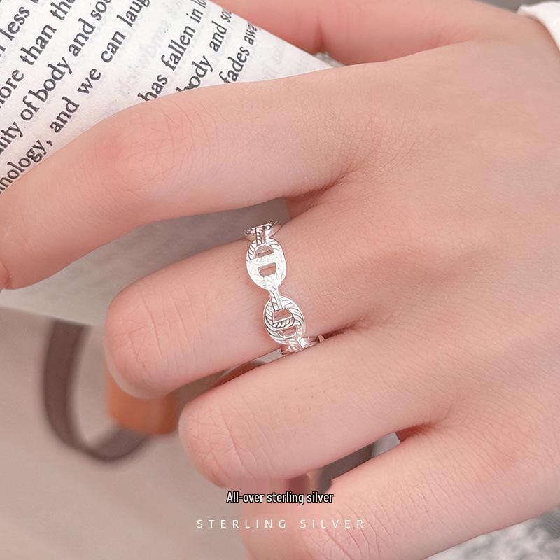 Cuiyan S925 Silver Korean Style Pig Nose Open Finger Ring for Women