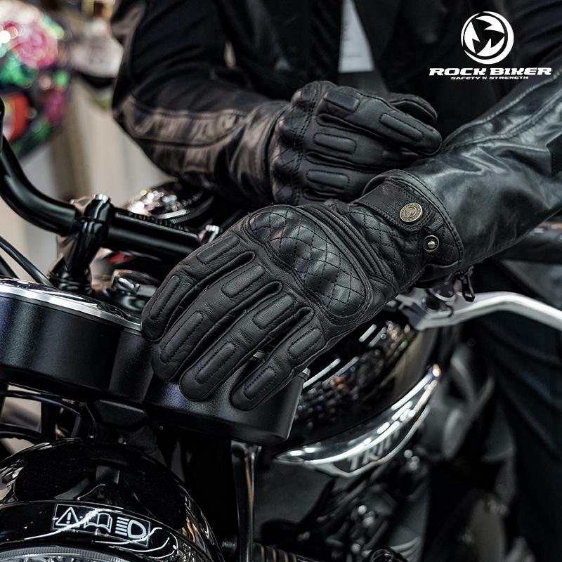 Skórzane Retro Rękawice Motocyklowe Na Całe Palce Ochrona Kostek Skóra Kozia Rękawice Motocyklowe Letnie Rękawice Jazdy Męskie Brązowe