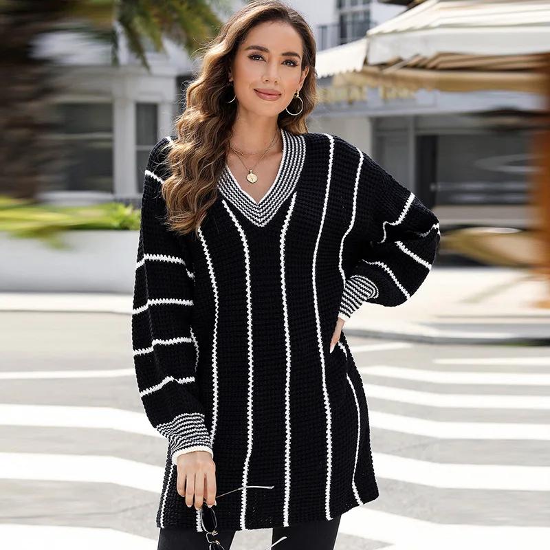 Fashion Trend Slim Fit and Slimming Printed Sweater for Women Shi Ying's New V-neck Long Sleeved Top for Women's