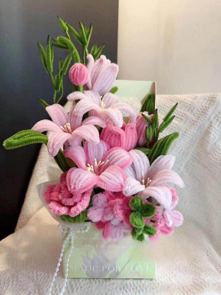 Kit de bouquet de fleurs avec attache torsadée fait main - Cadeau DIY pour enseignants et amis
