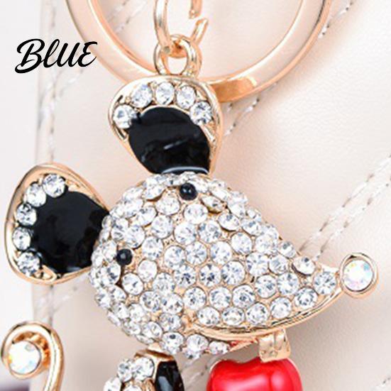 Enamel Rat Charm with Key Ring Cute Mouse Keychain Sparkling