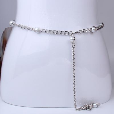Personalized Women'S Metal Waist Chain Elegant Pearl Clothing With Belt Red Seal