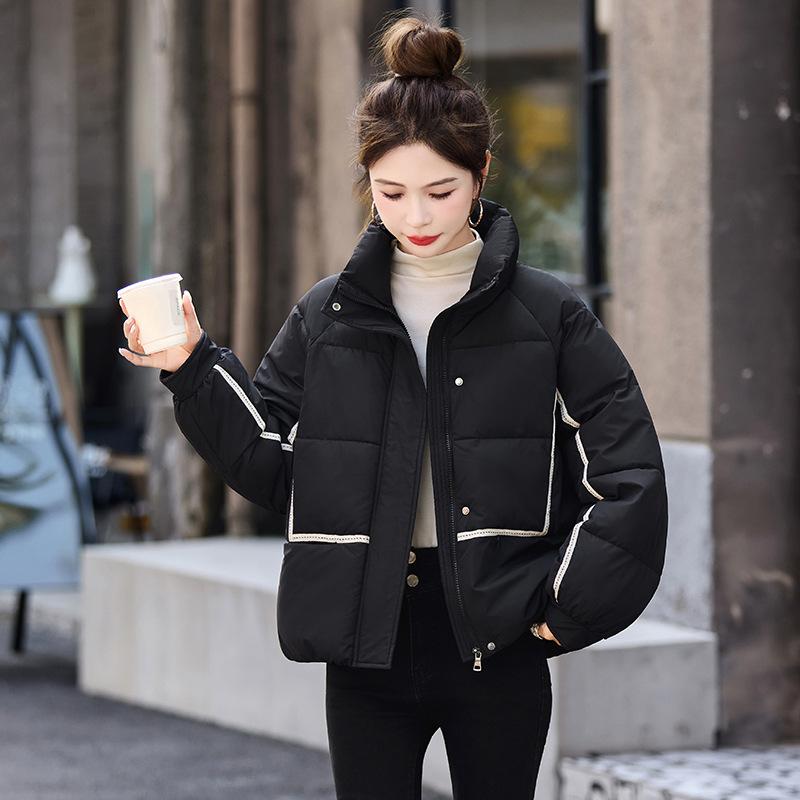 2025 winter new cotton jacket stand-up collar short versatile Korean loose padded jacket women's padded jacket foreign slimming jacket