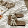 Advanced sense~ Great easy to wear one-word soft-soled fashionable outer wear versatile flat-bottomed beach slippers