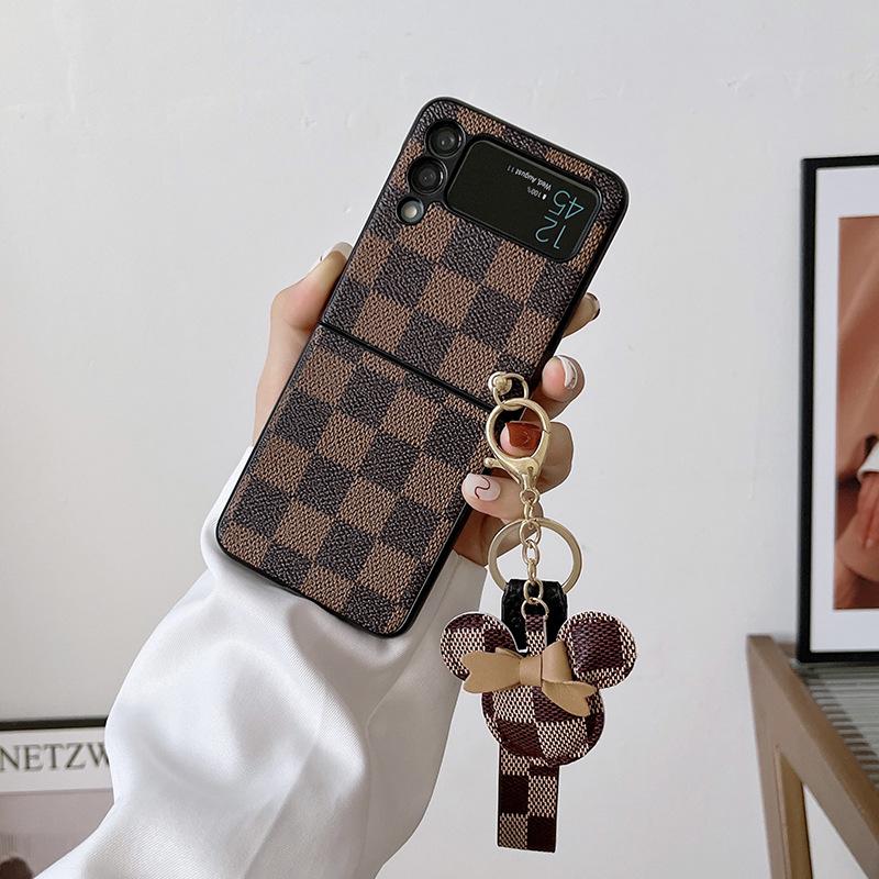 

Ins Suitable for Samsung Zflip4 Folding 3 Checkerboard Hanging Bracelet Mobile Phone Zflod4 Anti-fall Protection Case Zflip4