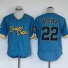 Milwaukee Brewers 22 Yelich Baseballtrikot Bestickt Trainingsspiel-Uniform Herren Damen