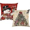 Pieces Christmas Cushion Covers, Decorative Christmas Tree Pillowcase 45x45, Christmas Winter Decor for Living Room Bedroom Sofa, Home Decor (Red/Whit